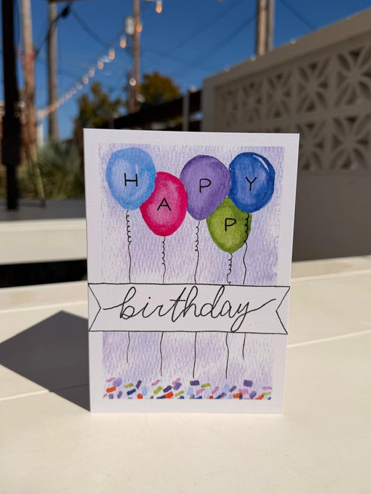 Purple Birthday Banner Greeting Card | Birthday